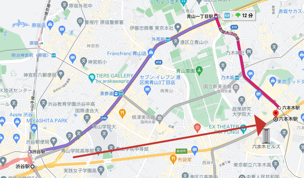 LUUP渋谷六本木地図